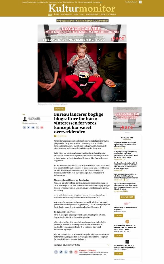 Omtale af Bog&Bio i Kulturmonitor