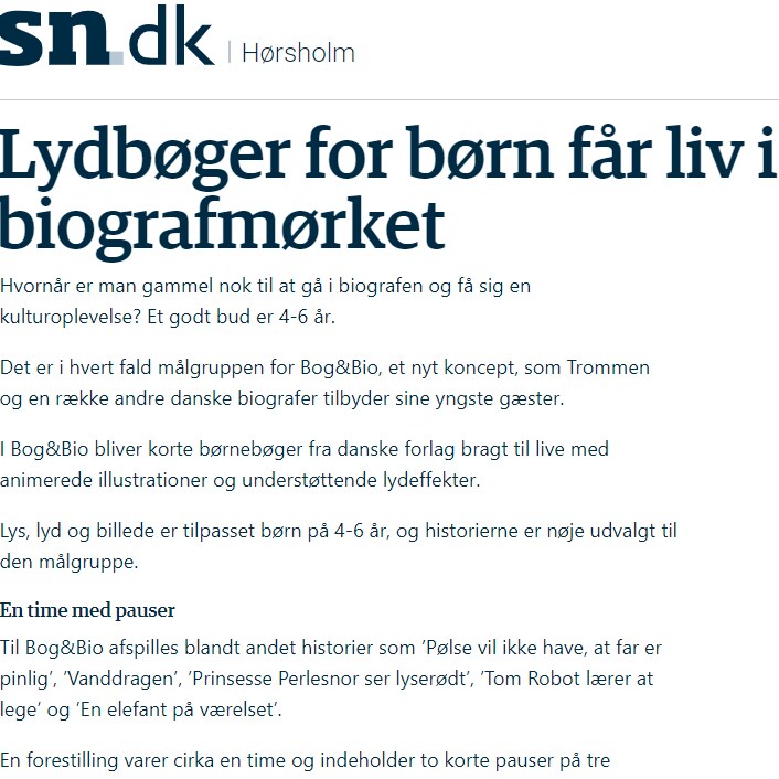 Omtale af Bog&Bio i SN Hørsholm