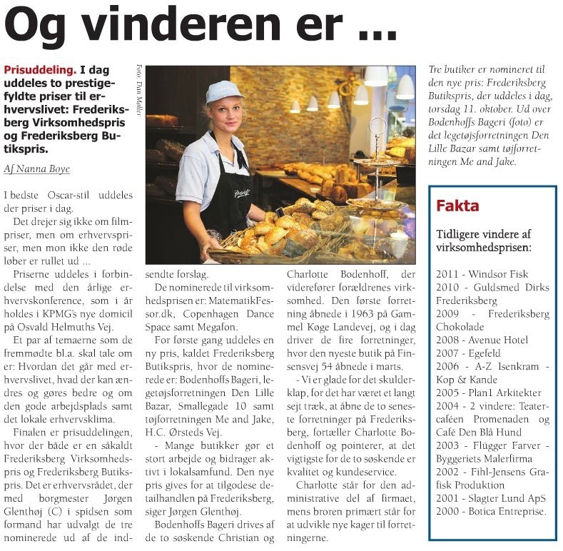 Artiklen Og vinderen er … om nomineringen til Frederiksberg Butikspris